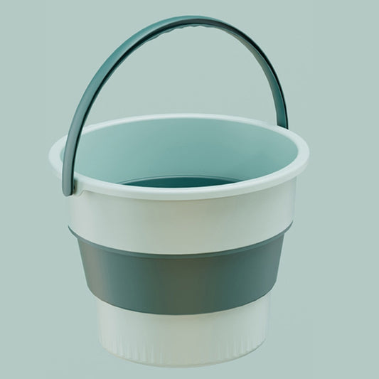 Large folding plastic bucket in light green with arched handle