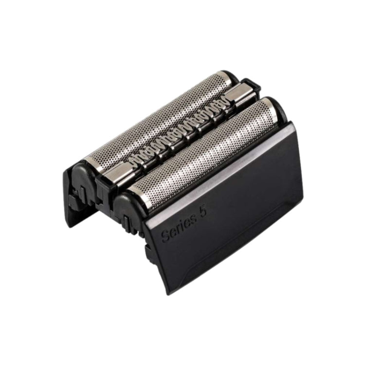 Replacement electric shaver head assembly in black housing, Series 5 marking on cover.