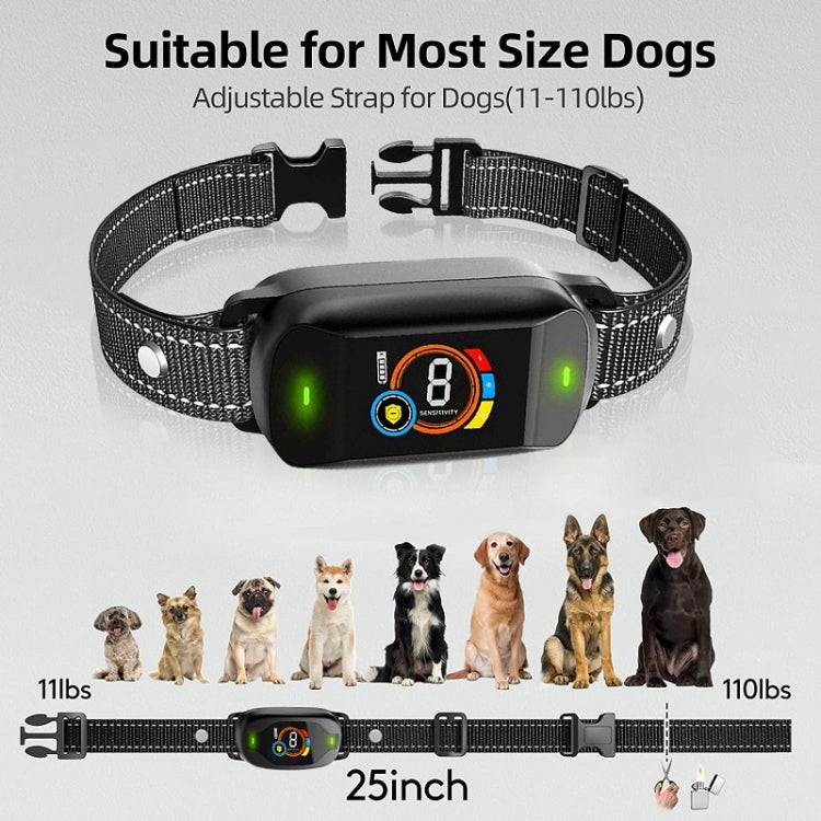Smart dog training collar with black control pod, adjustable woven strap, 25 inch