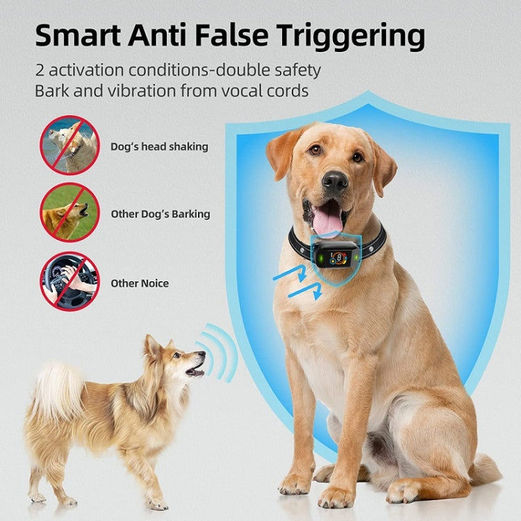Smart anti-false triggering dog collar with black control unit and woven mesh strap