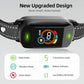 Upgraded smart dog training collar with black control pod, green indicators, woven mesh strap