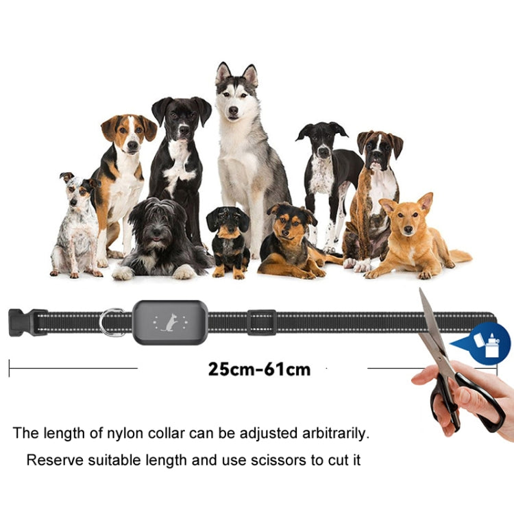 Adjustable black nylon dog collar receiver with included length range marking