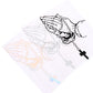 Praying hands car sticker with rosary beads and cross, pastel multicolor accents