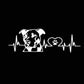 Car decal sticker with white pitbull face, paw print, and heartbeat line