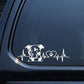 Pitbull heartbeat car decal sticker on car, white pitbull face and paw icon