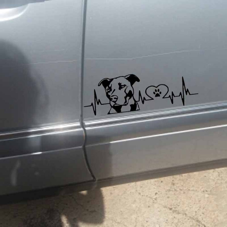 Pitbull heartbeat car decal sticker on car, black pitbull face and paw icon