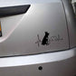 Black dog heartbeat car decal on car side door panel