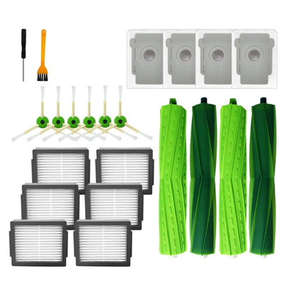 Robot vacuum replacement accessories set with side brush, roller brushes, and filters