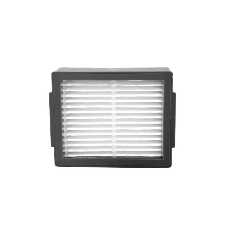 Rectangular gray air filter with white pleated media for robot vacuum