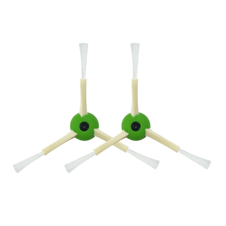 Pair of side brush assemblies with green hubs and cream arms for robot vacuum