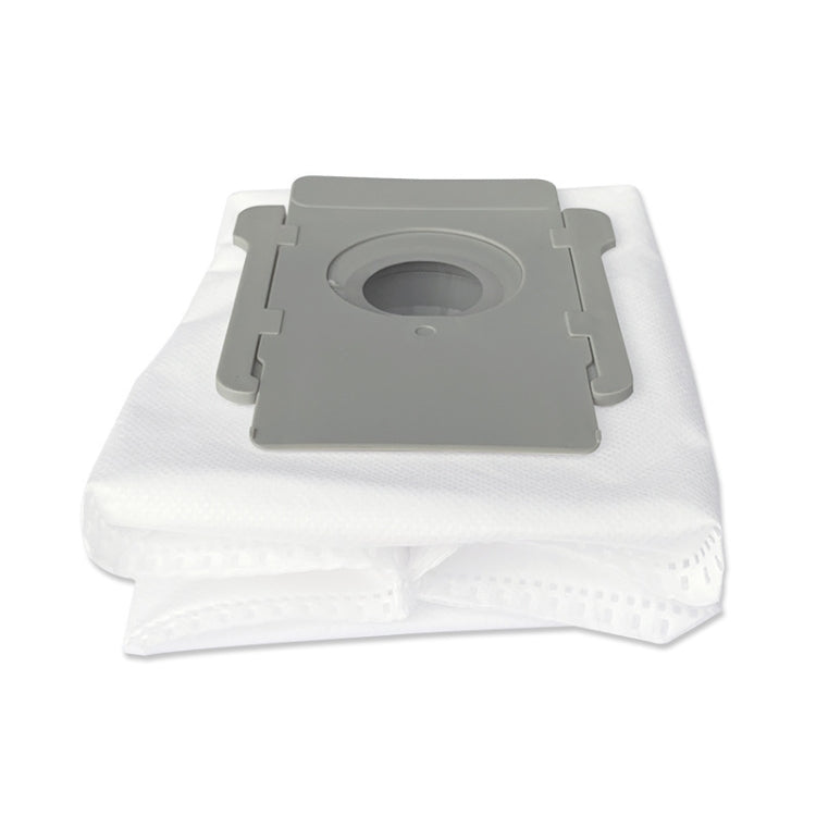 Robot vacuum dust bag filter with gray frame and white filter pouch