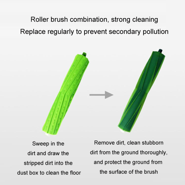Replacement roller brushes in bright and dark green for robot vacuum