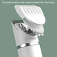 White and green pet clipper with rounded ceramic cutter head and guard