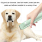 Green pet hair clipper held by hand trimming dog fur