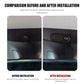 Camera privacy cover over round lens, shown before and after installation