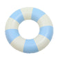 Blue and white striped inflatable kids swimming ring, circular pool float