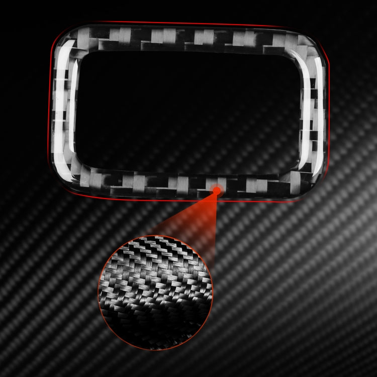Rectangular carbon-fiber trunk button sticker bezel with textured surround