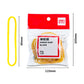 Yellow rubber bands in sealed pouch with size measurements shown