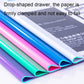 Colorful transparent file cover inserts with arched openings in a stack