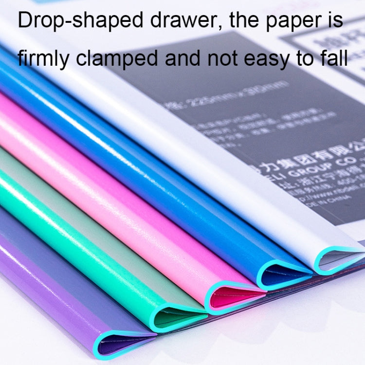Colorful transparent file cover inserts with arched openings in a stack