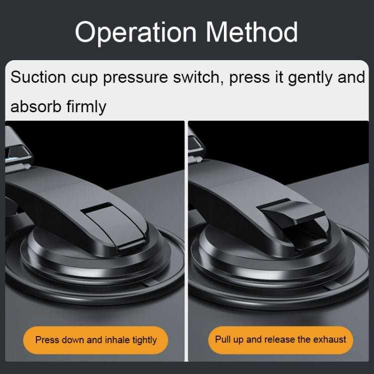 Car suction cup mounting base with press switch and release mechanism