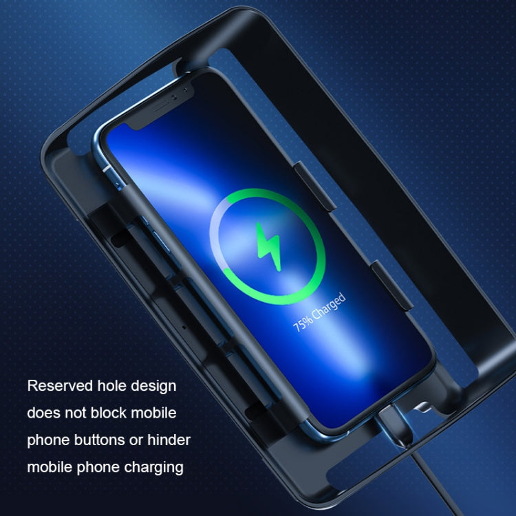 Black car phone holder cradle with side guides and opening for charging port