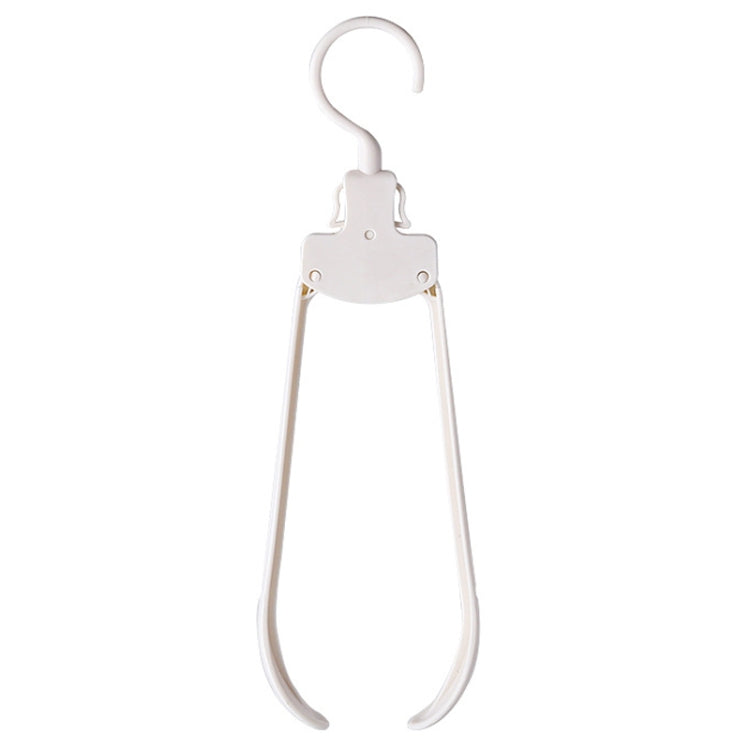 Plastic folding clothes hanger with wide shoulders, white, loop hook