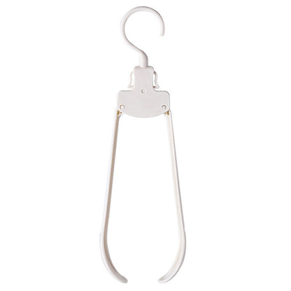 Plastic folding clothes hanger with wide shoulders, white, loop hook