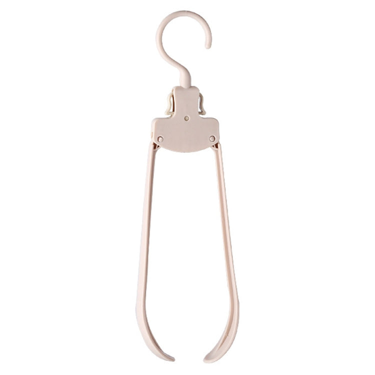 Plastic folding clothes hanger with wide shoulders, apricot, loop hook