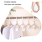 Plastic clothes drying rack with multiple wide-shoulder folding hangers on a rod