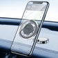 Silver magnetic phone holder holding a smartphone with round magnet ring