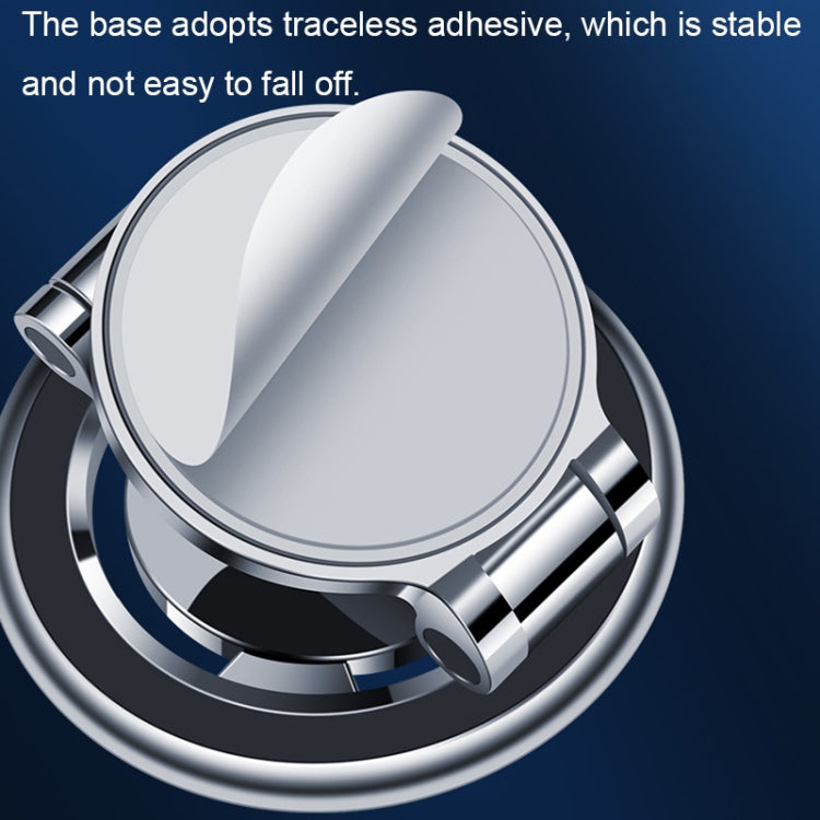 Silver magnetic phone holder base with smooth underside adhesive pad