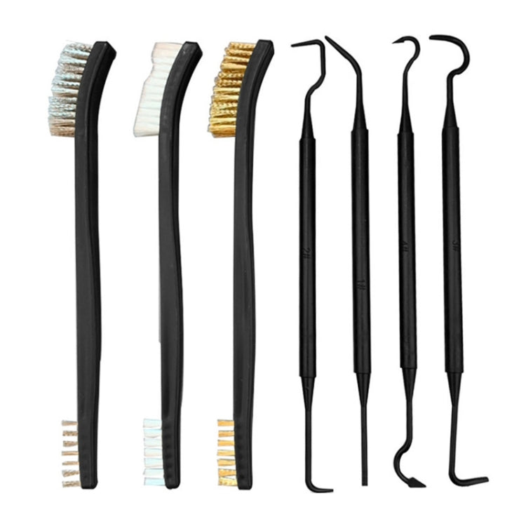 Double-end steel wire pipe brush set with black handles and mixed wire bristles