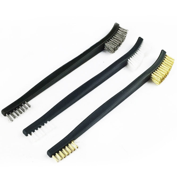 Detail cleaning pipe brush with angled bristles on black double-ended handle