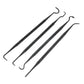 Wire pipe cleaning brush set with curved hooks and black double-ended handles