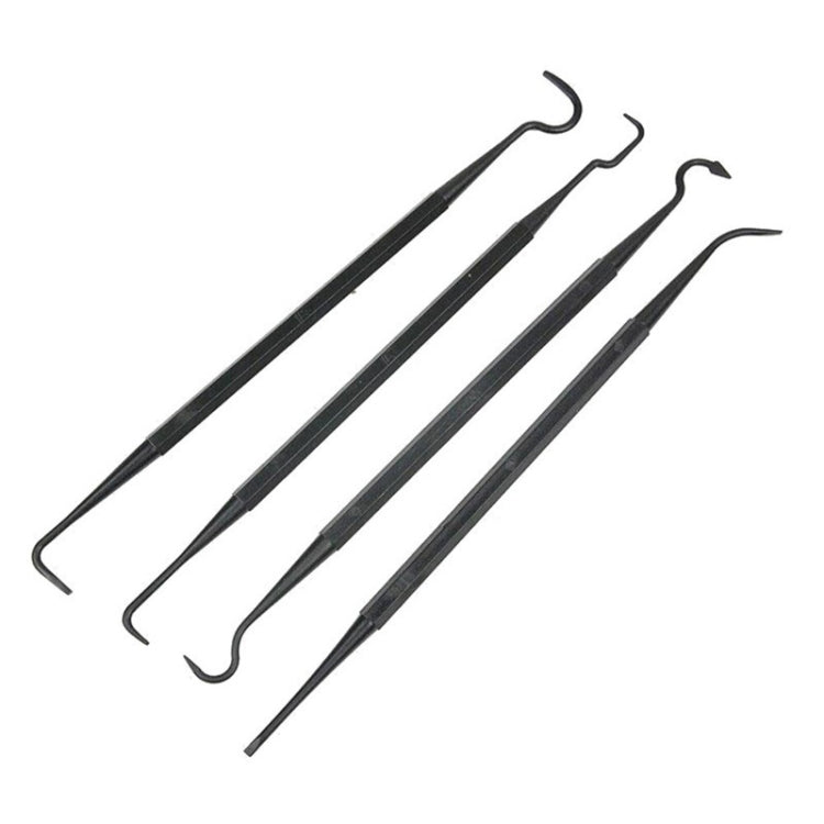 Wire pipe cleaning brush set with curved hooks and black double-ended handles