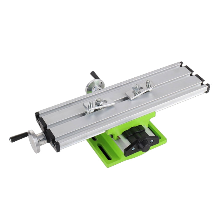 Aluminum micro drilling and milling table with green base and black vise