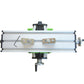Aluminum rail drilling table with two metal mounting blocks and central tool holder