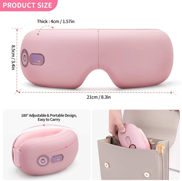 Pink eye massager showing control panel and adjustable headband strap
