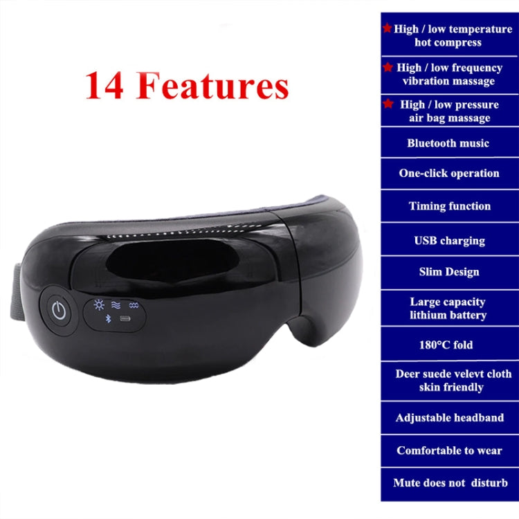 Black eye massager with control buttons and rounded air-compressing design