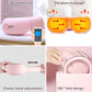 Pink eye massager with elastic headband and control panel for secure fit