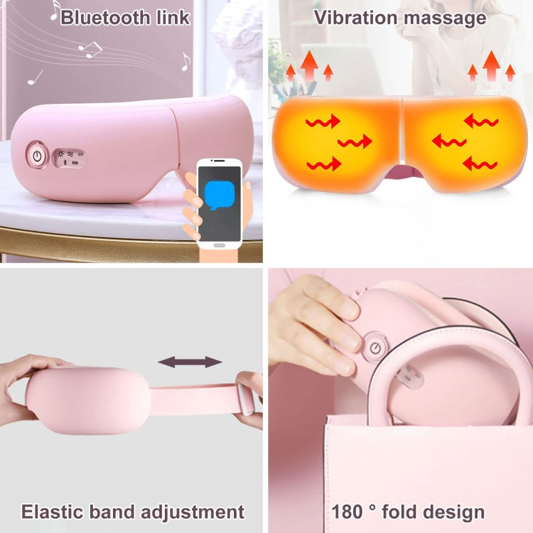 Pink eye massager with elastic headband and control panel for secure fit