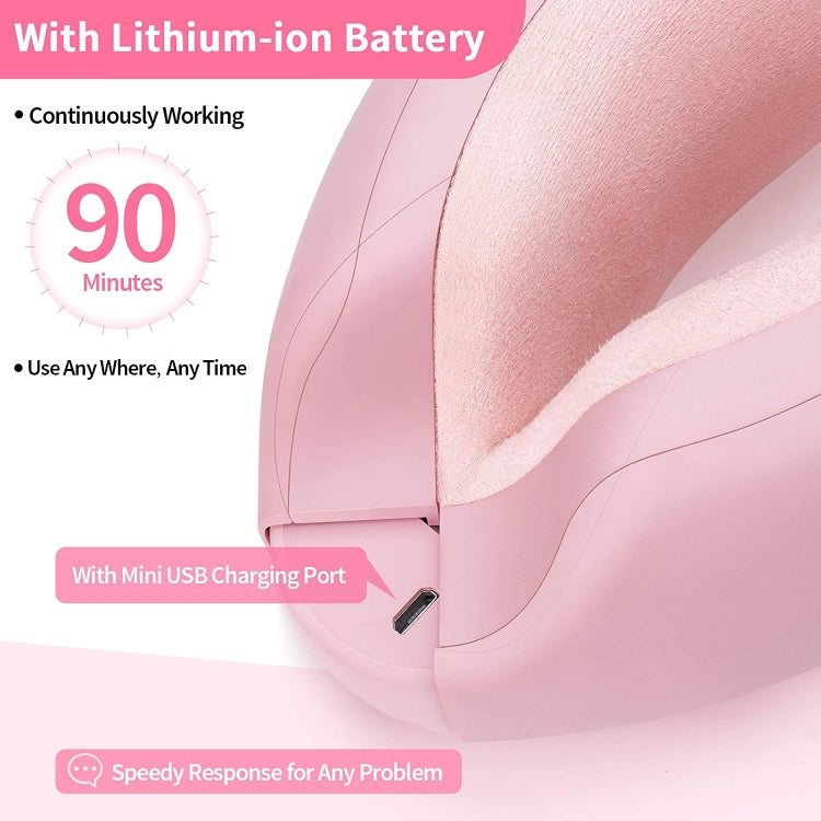 Pink eye massager with soft interior padding and visible mini USB charging port