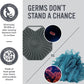 Silicone body brush shower scrubber with circular scrubbing fins, blue variant