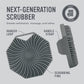 Grey silicone body scrubber brush with hanging loop and scrubbing fins