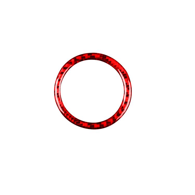 Red carbon-fiber style headlight switch ring decorative sticker.