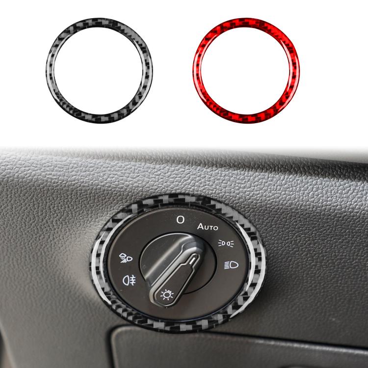 Headlight switch ring stickers in black and red carbon-fiber style.