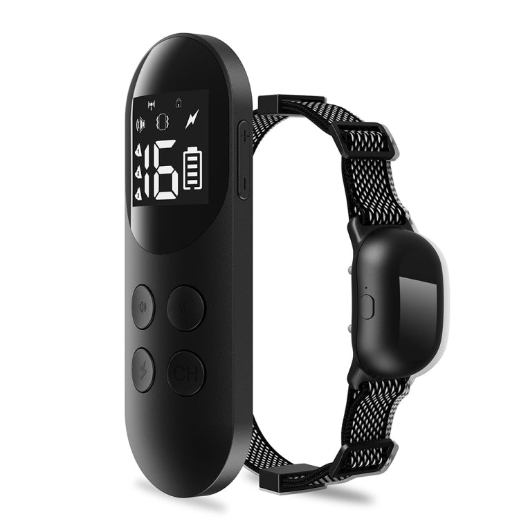 Black smart waterproof shock collar remote and mesh strap receiver