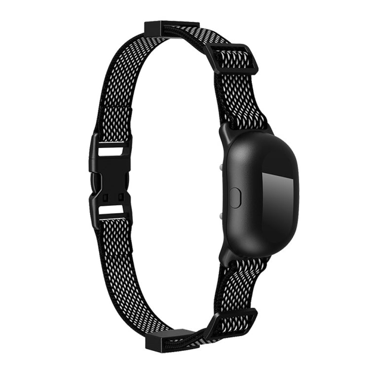 Dog training receiver collar with black mesh strap and adjustable buckle