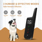 Black dog training remote with display and dog wearing black training collar